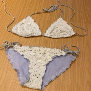 Xhilaration white and lavender eyelet bikini